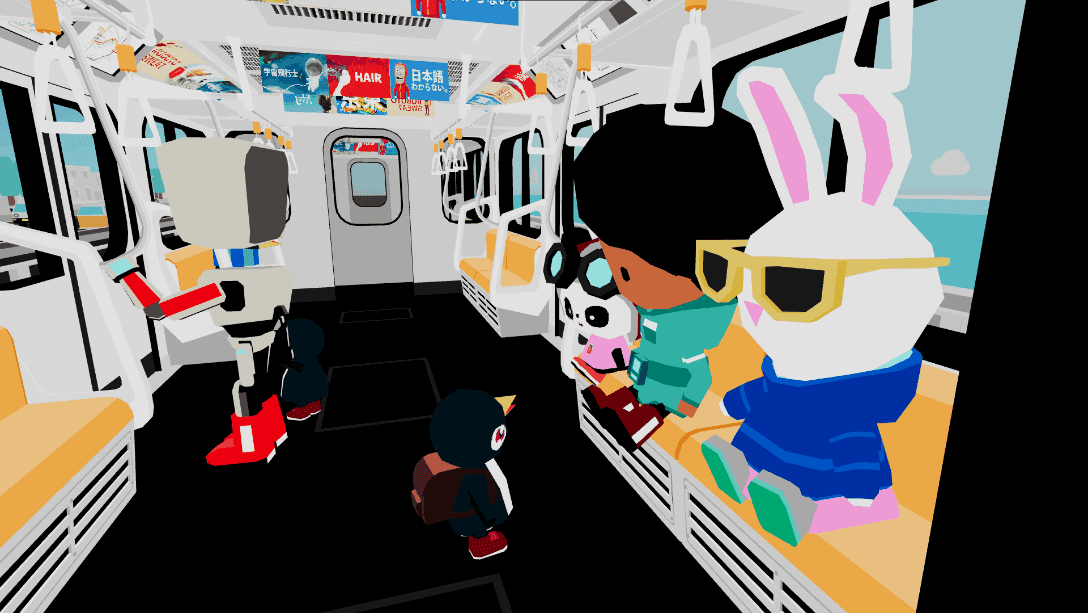 Let's Densha! — a train carriage full of animal passengers