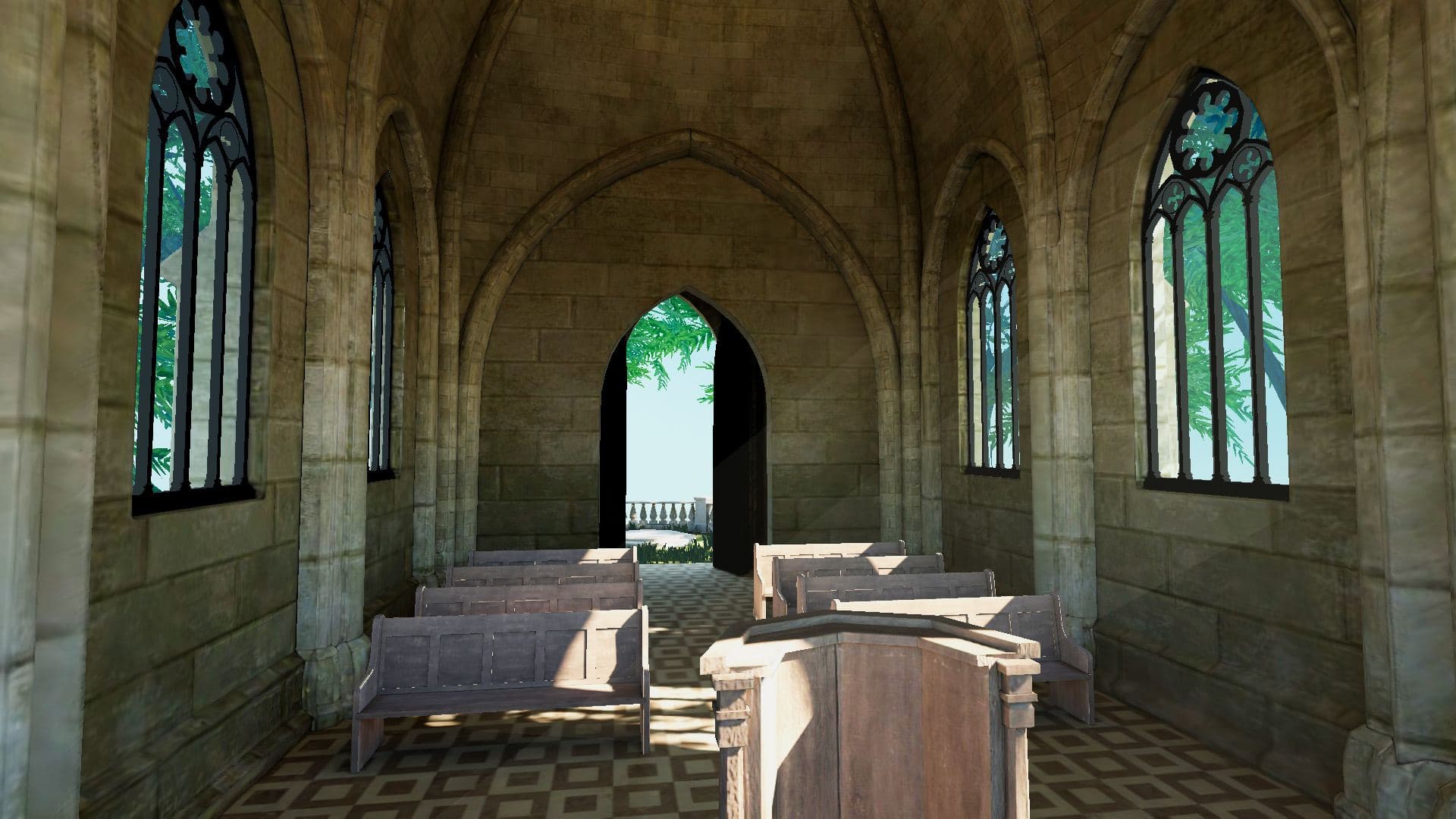 The pulpit inside the chapel